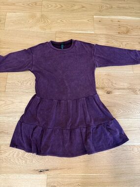 Purple Tiered Long-Sleeve Dress